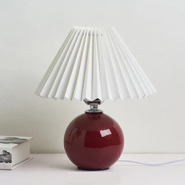 Klassisk Bordslampa med Vikbar Lampskärm för Varm Ljus | Veska Vin och Vitt