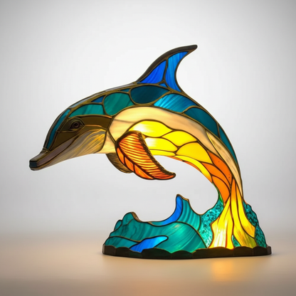 Konstnärlig bordslampa - AnimalGlow | Veska Delfin