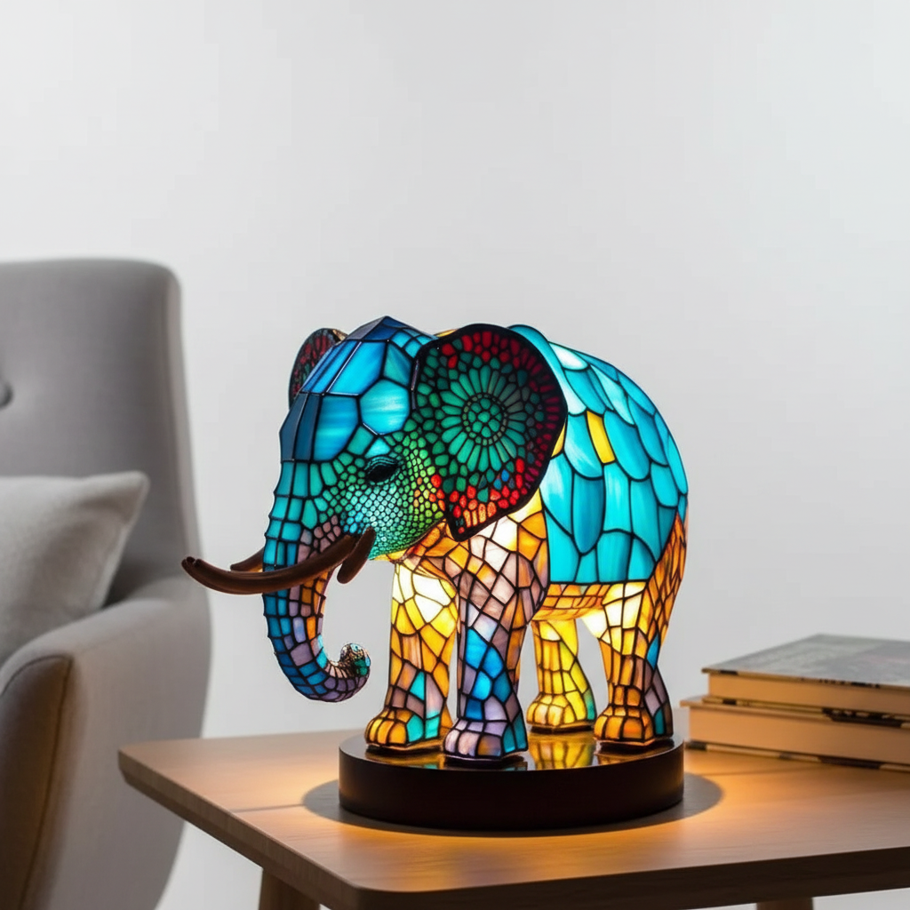 Konstnärlig bordslampa - AnimalGlow | Veska Elefant