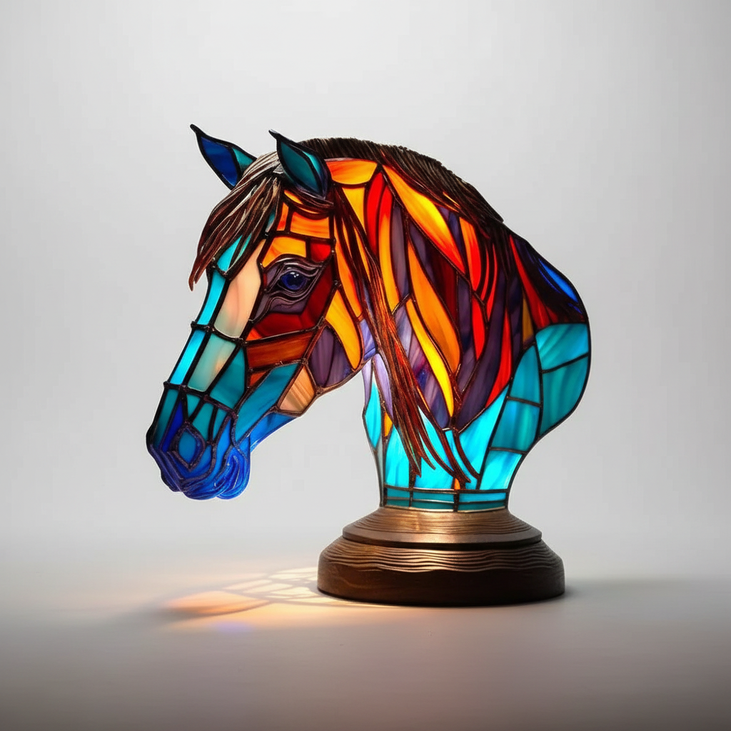Konstnärlig bordslampa - AnimalGlow | Veska Häst
