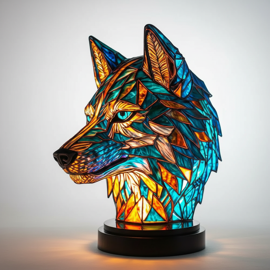 Konstnärlig bordslampa - AnimalGlow | Veska Varg