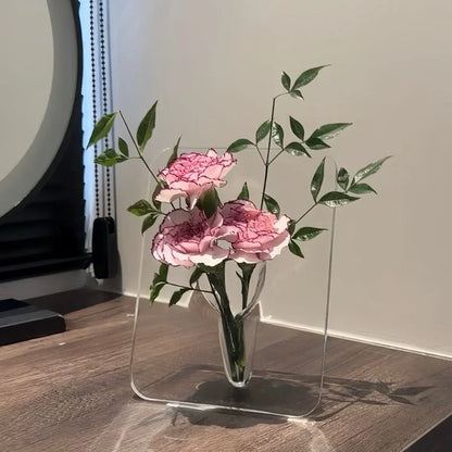 Konstnärlig Fjäril Klar Blomvas | Veska Kvadratisk transparent