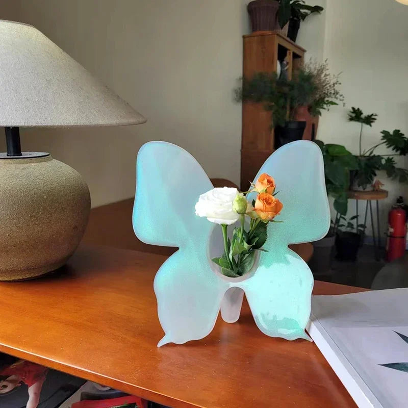 Konstnärlig Fjäril Klar Blomvas | Veska Polaroid Grön