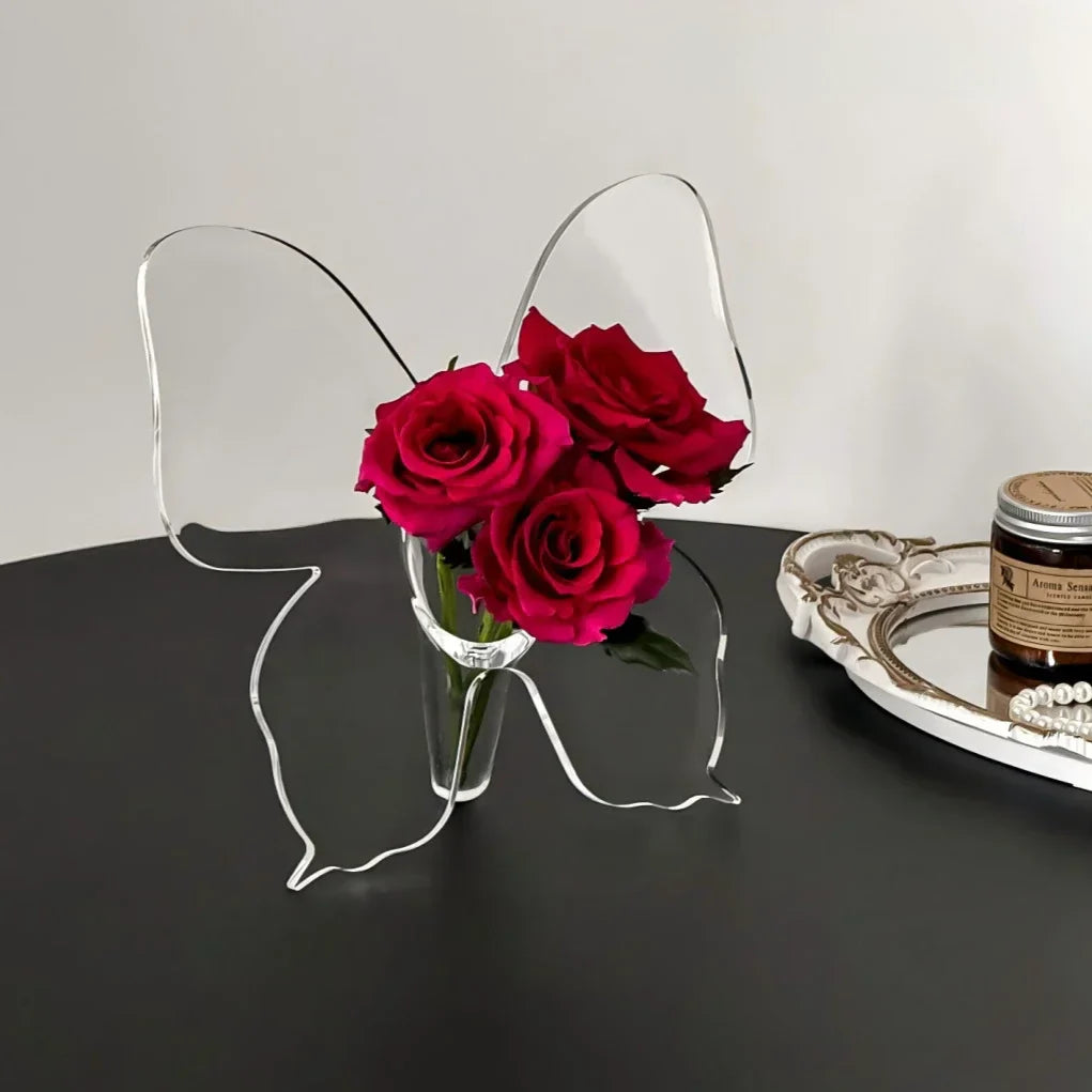 Konstnärlig Fjäril Klar Blomvas | Veska Transparent