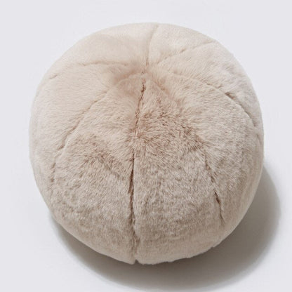 Kort Päls Boll Kudde | Veska Beige ungefär 30cm diameter