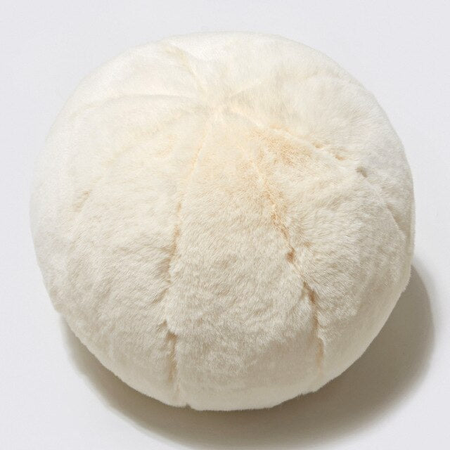 Kort Päls Boll Kudde | Veska Elfenben ungefär 30cm diameter
