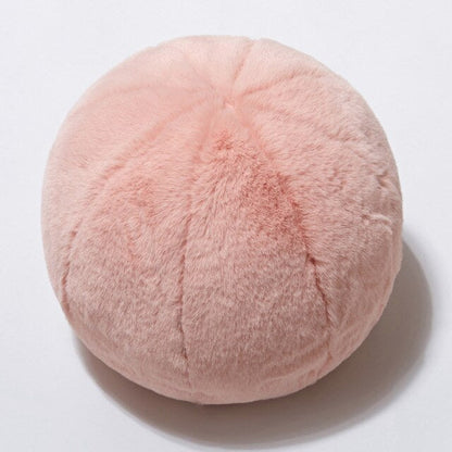 Kort Päls Boll Kudde | Veska Rosa ungefär 30cm diameter