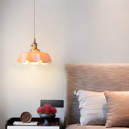 Kräm Blommig Mässingspendel Lampa | Veska