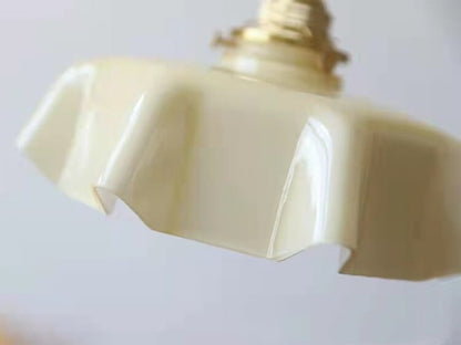 Kräm Blommig Mässingspendel Lampa | Veska