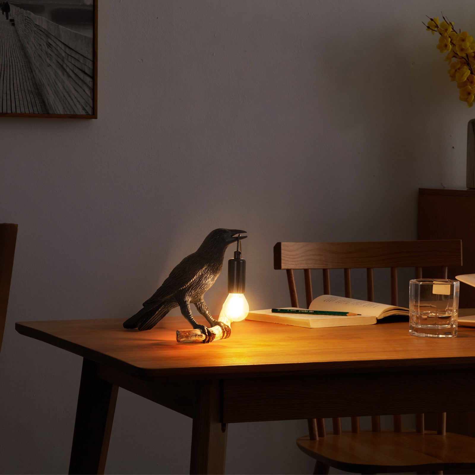 Kreativ fågelbordslampa sängbord nattljus vardagsrum sovrum atmosfär mini lampa | Veska