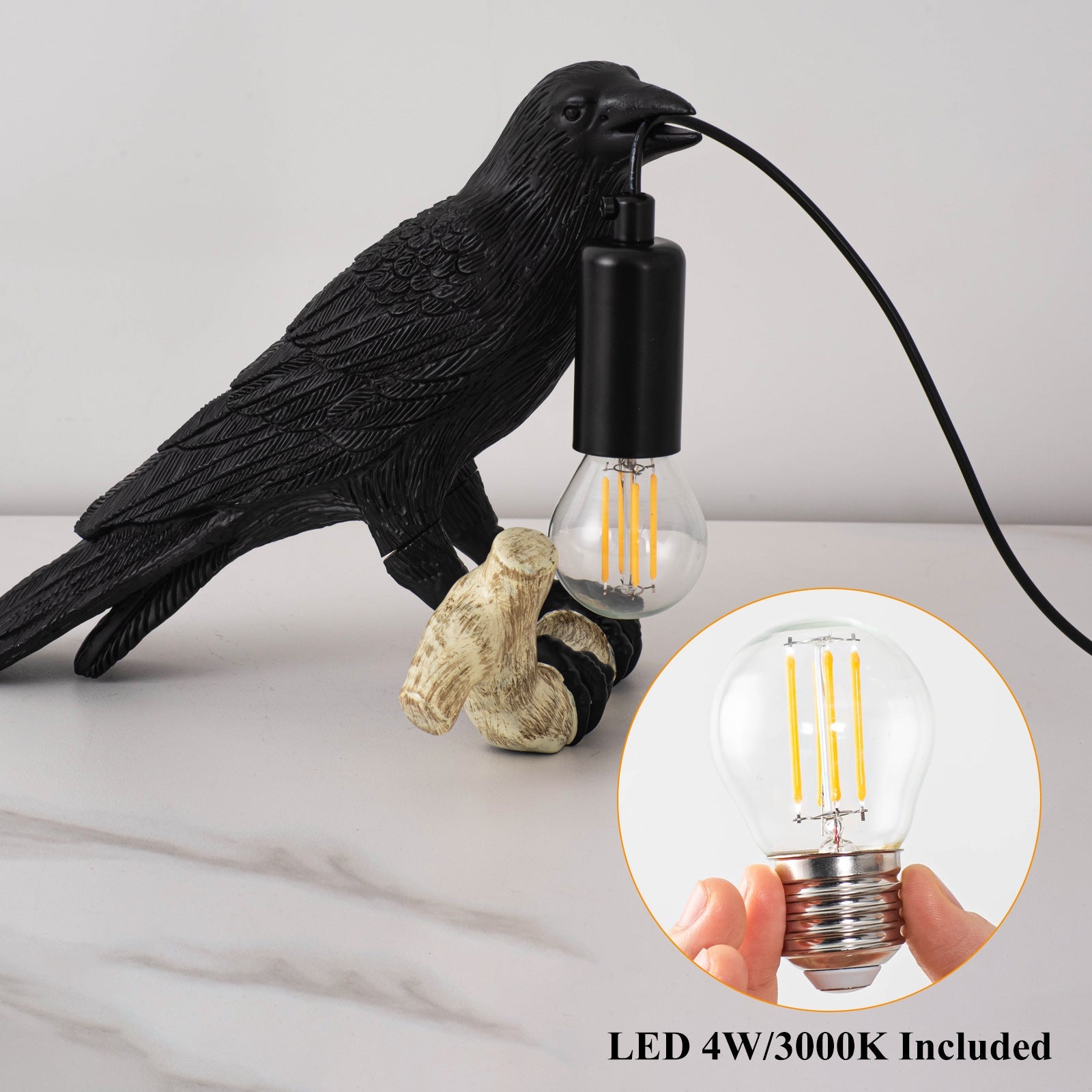Kreativ fågelbordslampa sängbord nattljus vardagsrum sovrum atmosfär mini lampa | Veska