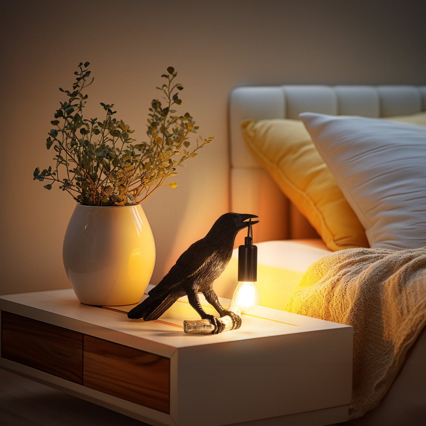 Kreativ fågelbordslampa sängbord nattljus vardagsrum sovrum atmosfär mini lampa | Veska