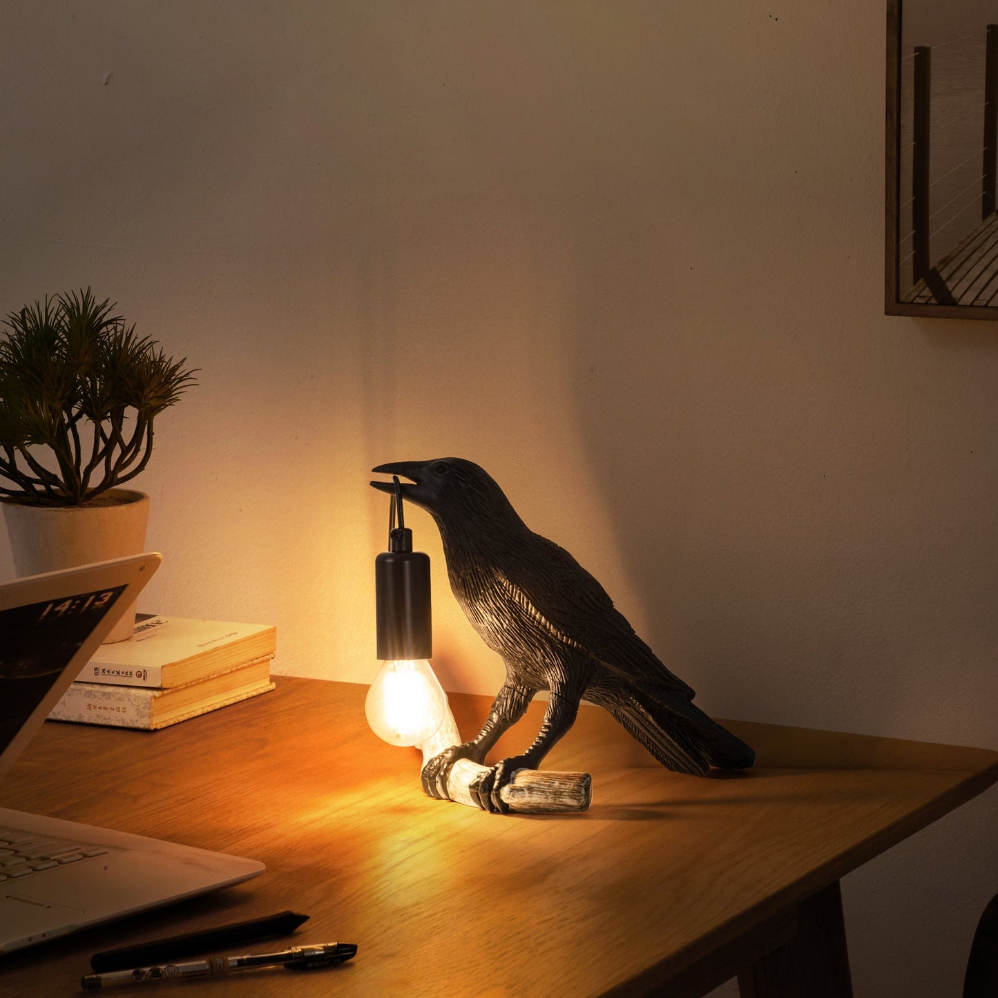 Kreativ fågelbordslampa sängbord nattljus vardagsrum sovrum atmosfär mini lampa | Veska