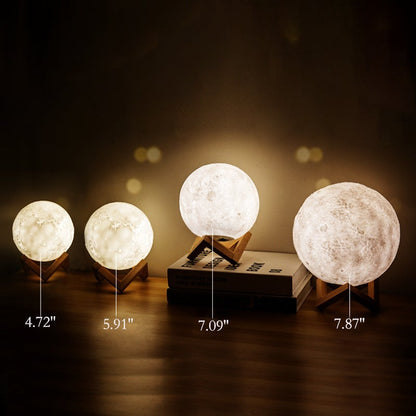 Kreativ Mini Uppladdningsbar 3D Utskriven Måne 1-Ljus LED Bordslampa | Veska