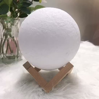 Kreativ Mini Uppladdningsbar 3D Utskriven Måne 1-Ljus LED Bordslampa | Veska