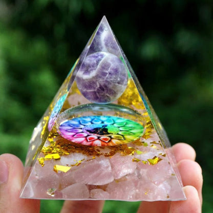 Kreativ Naturlig Kristall Universum Energi Pyramid | Veska 18