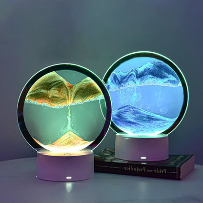 Kreativ Rund Timglas Quicksand 3D LED Nattlampa Bordslampa | Veska