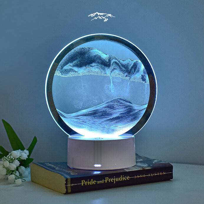 Kreativ Rund Timglas Quicksand 3D LED Nattlampa Bordslampa | Veska
