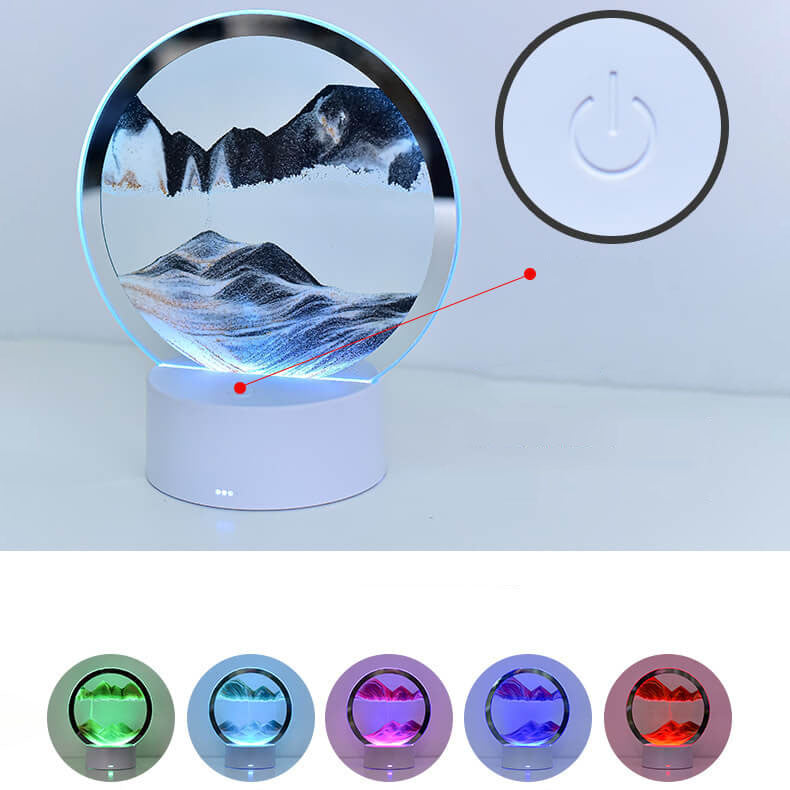 Kreativ Rund Timglas Quicksand 3D LED Nattlampa Bordslampa | Veska