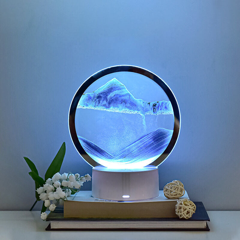 Kreativ Rund Timglas Quicksand 3D LED Nattlampa Bordslampa | Veska