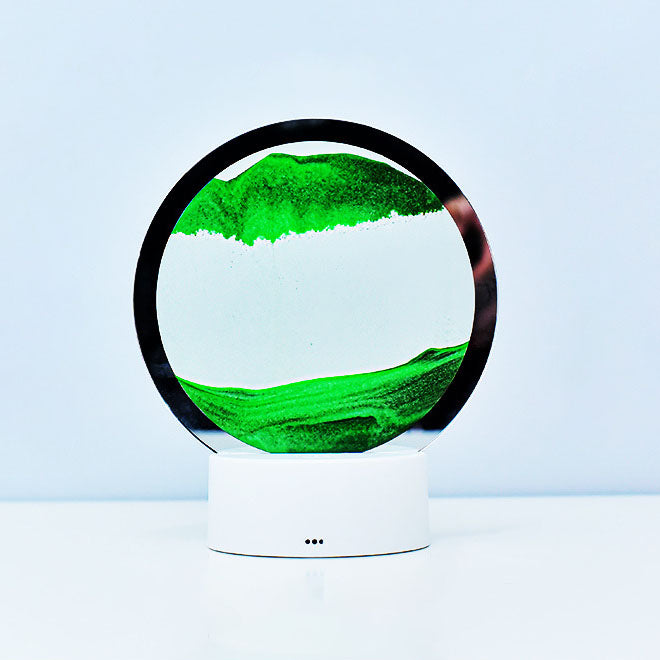 Kreativ Rund Timglas Quicksand 3D LED Nattlampa Bordslampa | Veska Grön Touch + 7 färgbyte + USB