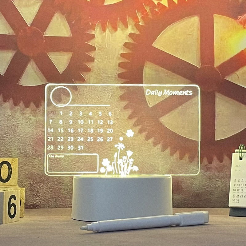 Kreativt Anteckningsbräda LED Skrivbordslampa | Veska Kalender Tavla-1 Penna