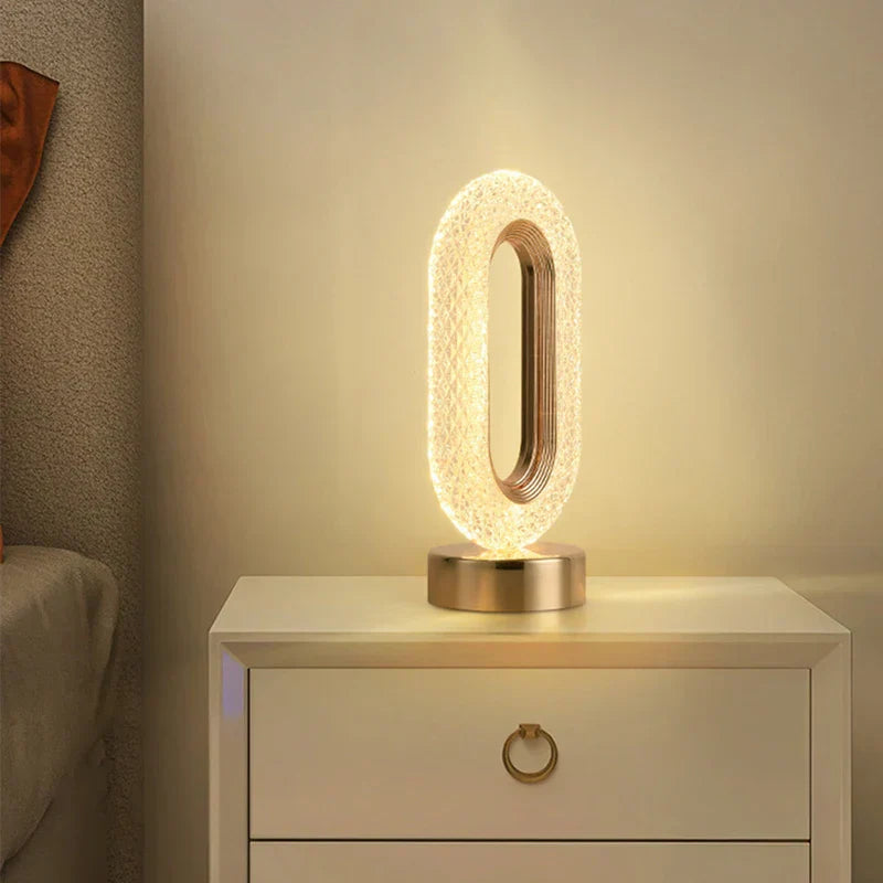 Kristall LED Bordslampa: Dimsbar, USB-laddning, Berörings- & Fjärrkontroll | Veska