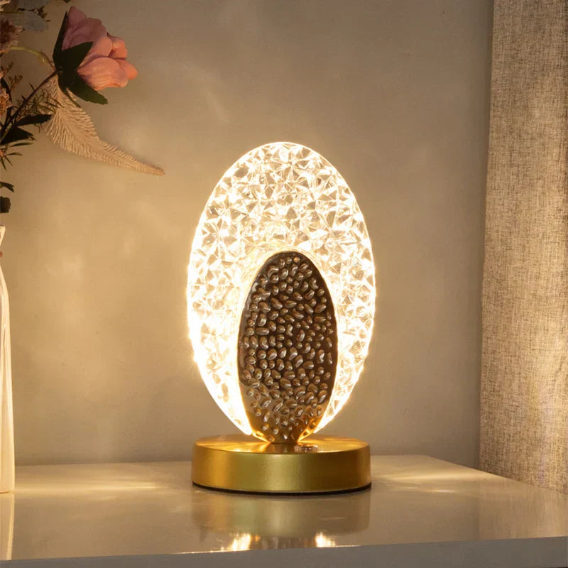Kristall LED Bordslampa: Dimsbar, USB-laddning, Berörings- & Fjärrkontroll | Veska