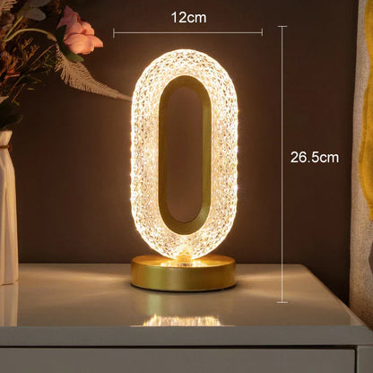 Kristall LED Bordslampa: Dimsbar, USB-laddning, Berörings- & Fjärrkontroll | Veska 800 mAh Batteri rektangulär 3-Färg-Dimning