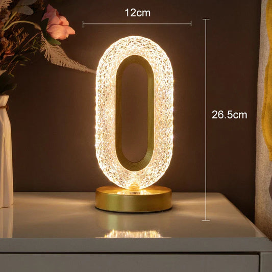 Kristall LED Bordslampa: Dimsbar, USB-laddning, Berörings- & Fjärrkontroll | Veska 800 mAh Batteri rektangulär 3-Färg-Dimning