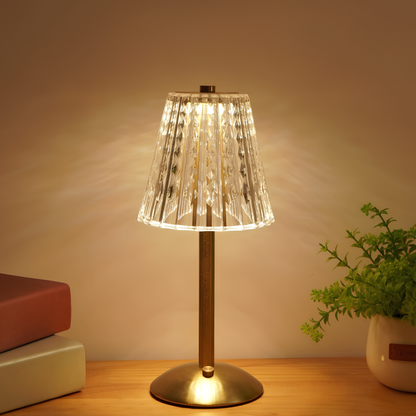 Kristallbordslampa med varmt ljus och inbyggt batteri | Veska