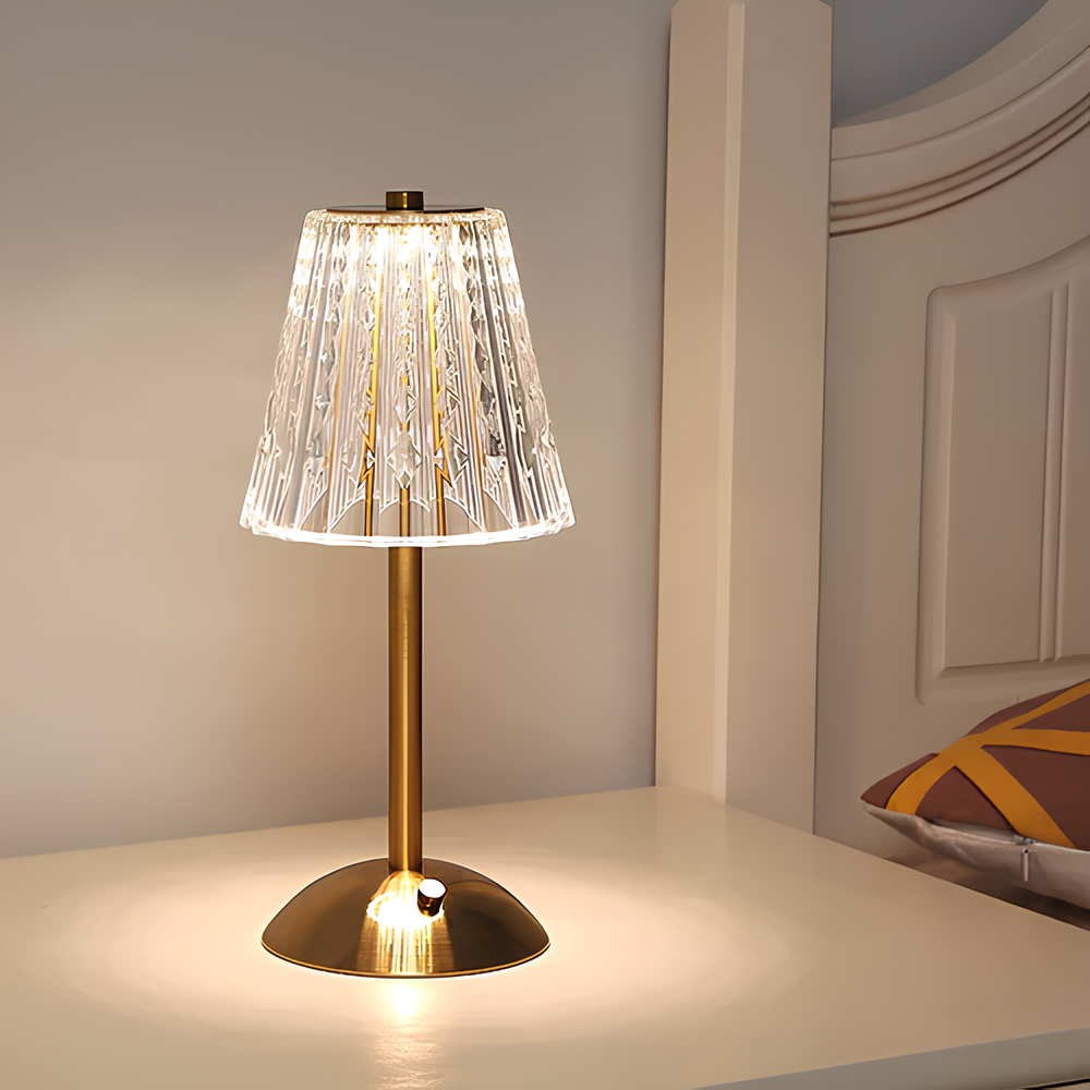 Kristallbordslampa med varmt ljus och inbyggt batteri | Veska