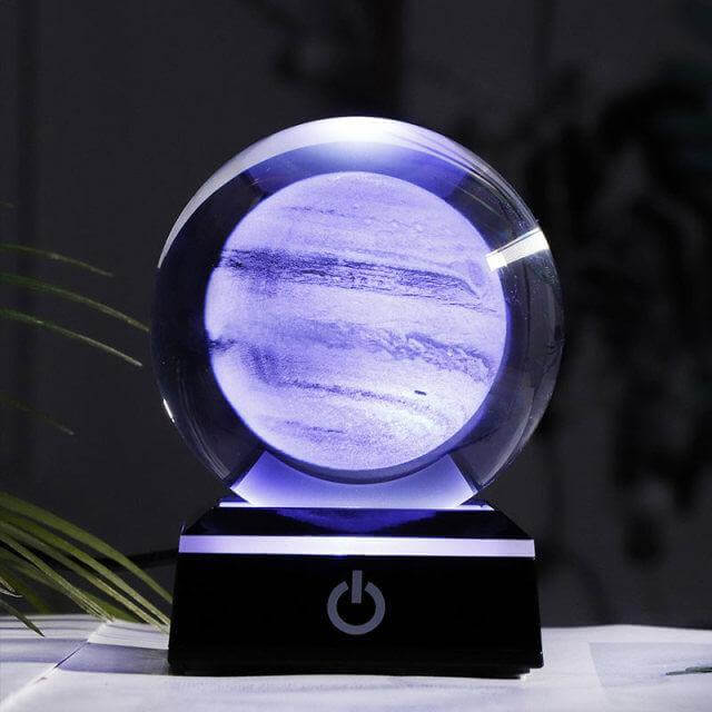 Kristallglob Solsystem Planet Lampa | Veska Jupiter med svart LED