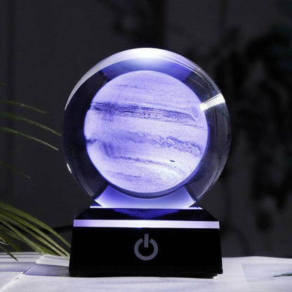 Kristallglob Solsystem Planet Lampa | Veska Jupiter med svart LED