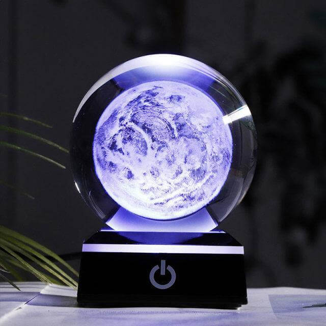 Kristallglob Solsystem Planet Lampa | Veska Mars med svart LED