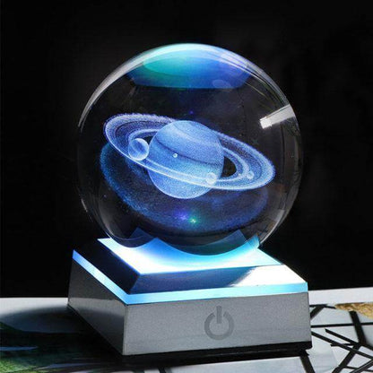 Kristallglob Solsystem Planet Lampa | Veska Saturn med silver LED