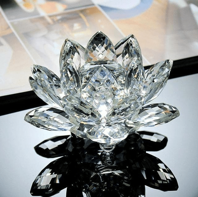Kvarts Kristall Lotus Blomma | Veska Transparent