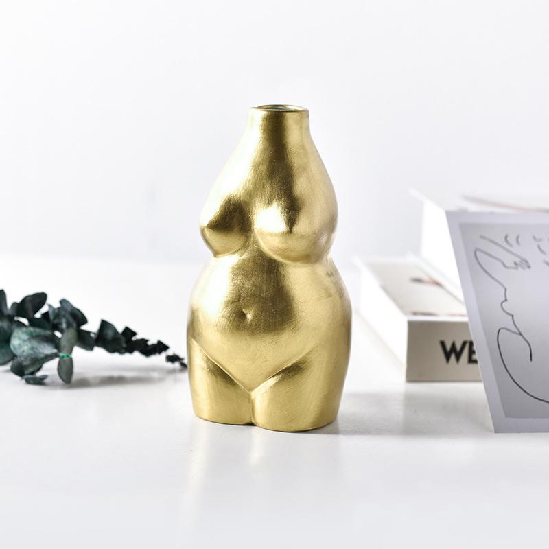 Kvinna Nude Blomkruka | Veska Guld