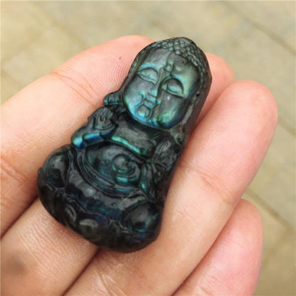 Labradorit Buddha-snidade | Veska