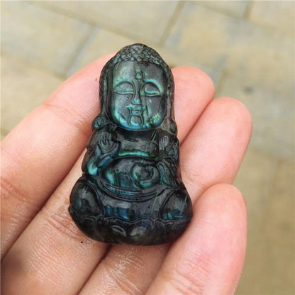 Labradorit Buddha-snidade | Veska