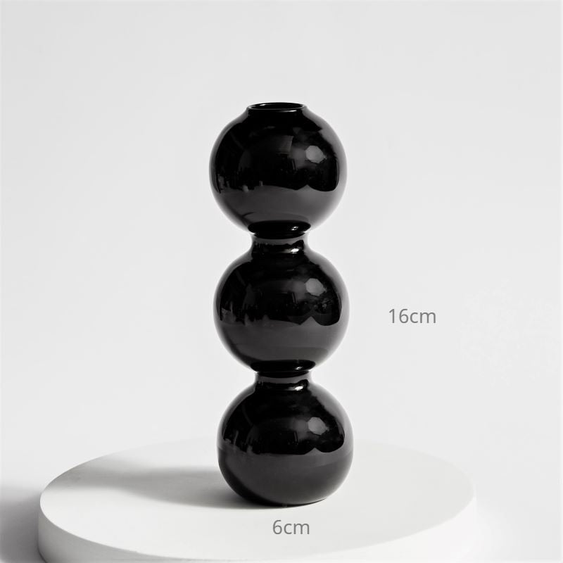 Lagrat Glob Glas Vase | Veska 3tier - Svart