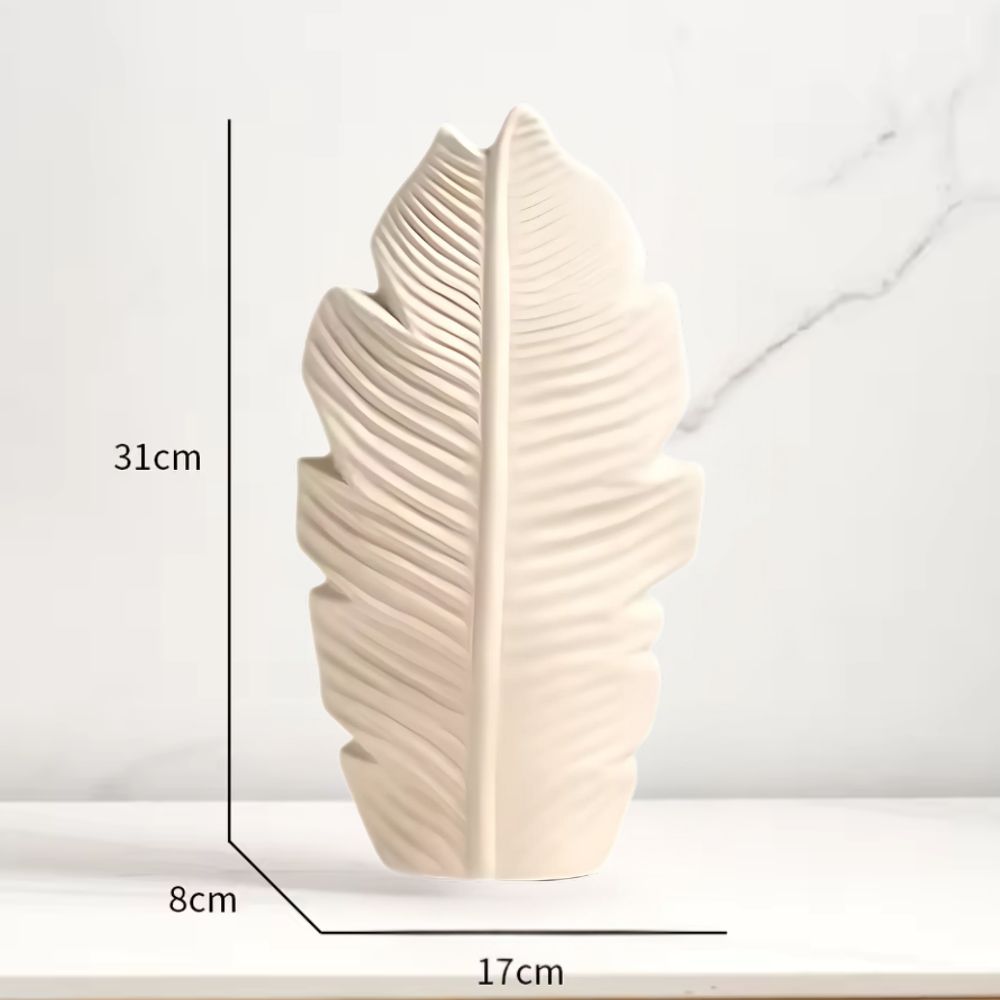 Leafline Keramik Vasa | Veska Beige Stor