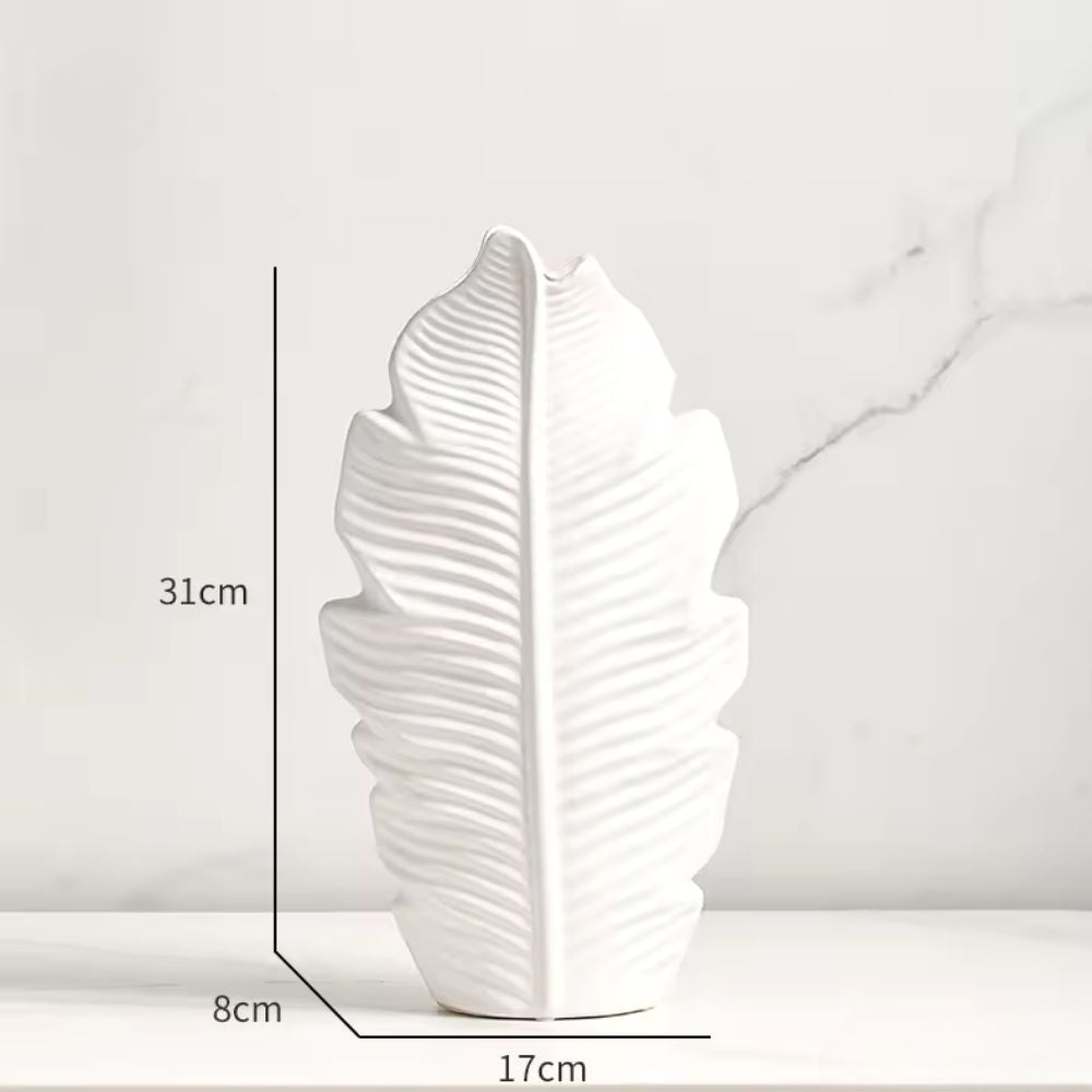 Leafline Keramik Vasa | Veska Vit Stor