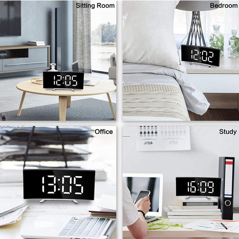 LED-belysning stor digital skärm | Bågformad LED digital klocka - Amedea | Veska