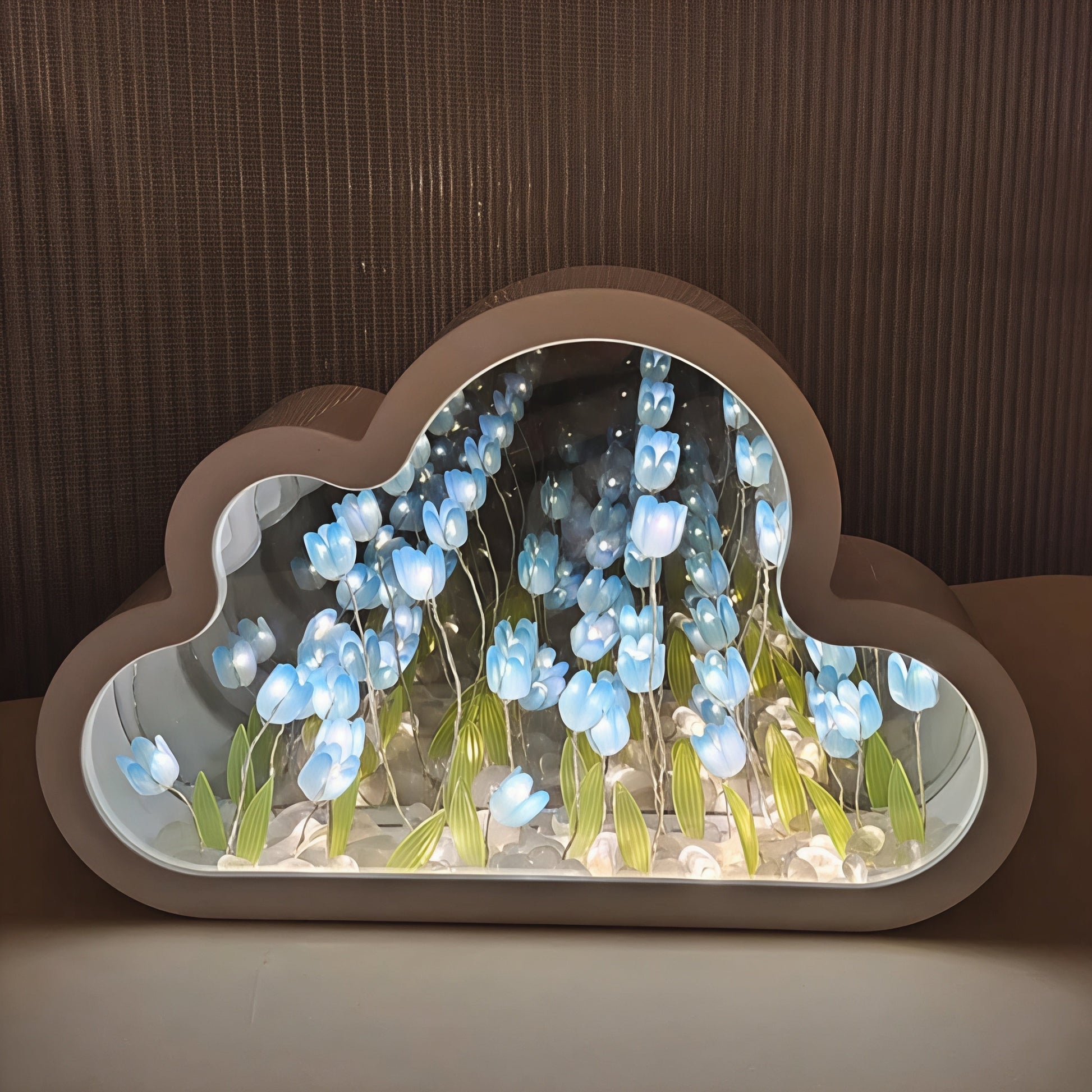 LED Bordslampa Blommig Oändlig Spegel Ljus | Veska Blå