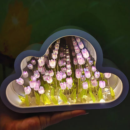 LED Bordslampa Blommig Oändlig Spegel Ljus | Veska Lila