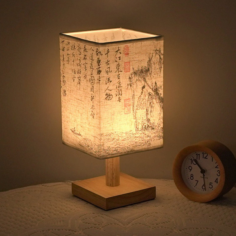 LED bordslampa i kvadratisk design – trådbas med japanskt mönster | Veska