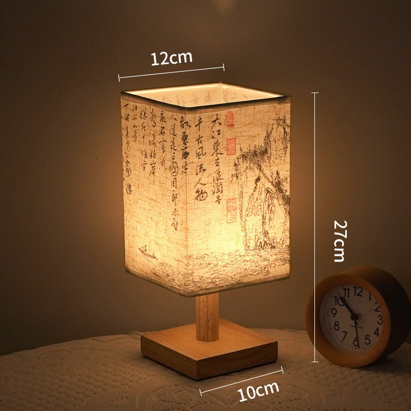 LED bordslampa i kvadratisk design – trådbas med japanskt mönster | Veska A
