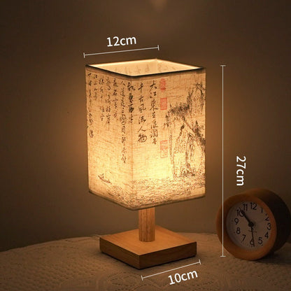 LED bordslampa i kvadratisk design – trådbas med japanskt mönster | Veska A