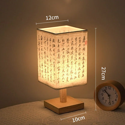 LED bordslampa i kvadratisk design – trådbas med japanskt mönster | Veska B
